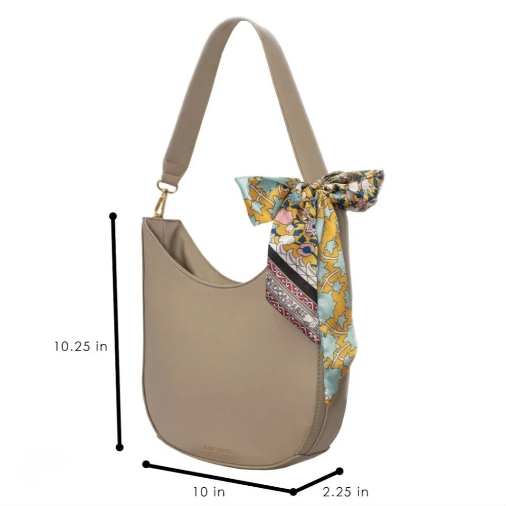 Alexis Bendel Small Hobo Bag With Bonis Scarf, Nude/Taupe, NWT